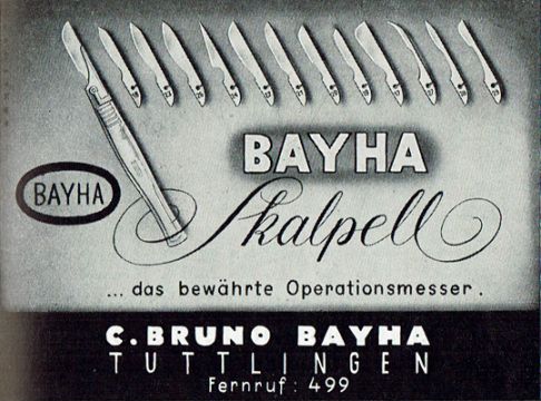 historische Anzeige für Bayha Skalpell